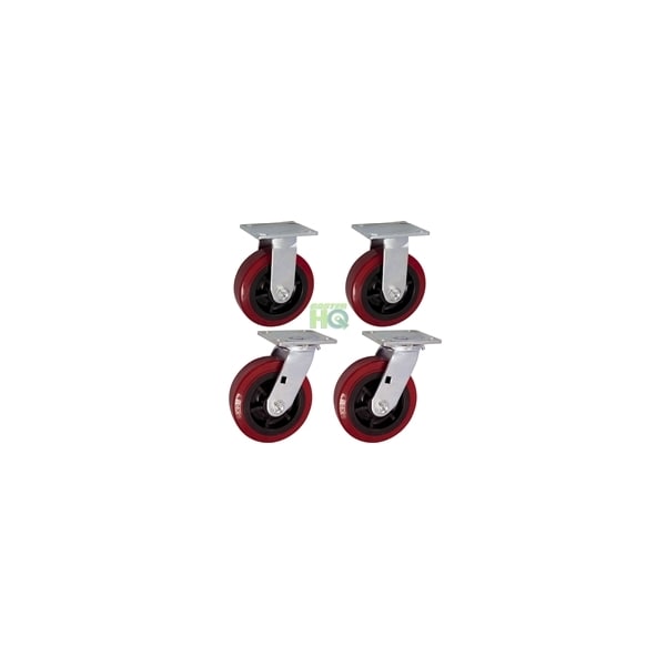 6"x2" Heavy Duty Caster, 2 Swivel Casters and 2 Rigid Cast, PK4